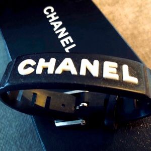Authentic CHANEL logo Rubber Bracelet